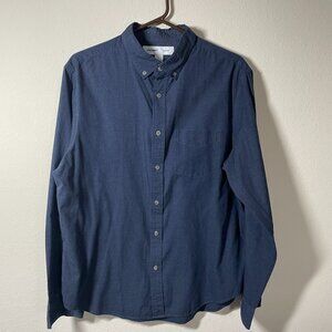 Men’s Old Navy Slim Fit Button Up Collared Dress Shirt Large Blue